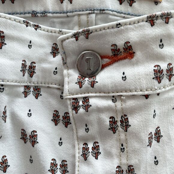 ANTHRO Pilcro Serif Floral Patterned Ankle Zip Skinny Letterpress Jeans Size 12 - Picture 5 of 13